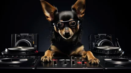  dog DJ, a Russian toy-terrier, spinning beats and spreading musical joy. Sell the fun of a furry DJ. © Светлана Канунникова