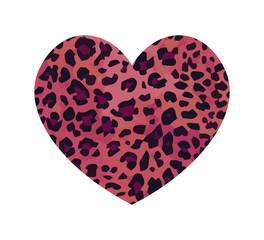 Heart shaped pink leopard pattern, vector for fashion, card, poster, wall art prints