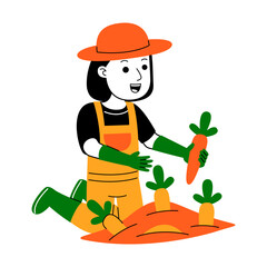  young woman farmer vector illustration