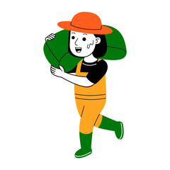  young woman farmer vector illustration