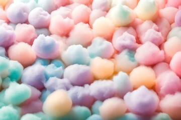 Fototapeta na wymiar Colorful cotton candy in soft pastel color blur background