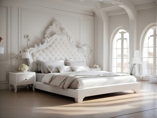 modern interior white bed room