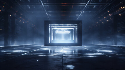 Futuristic Sci Fi Grunge Concrete Reflective Dark Room