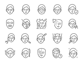 Facial icon set. It included face, cosmetic, plastic surgery, skin, and more icons. Editable Vector Stroke.
- 652216067