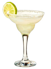 Daiquiri alcoholic cocktail of Cuban origin components light rum, lime juice sugar aperitif in a transparent glass Wedge of green juicy lime PNG illustration isolated bar
