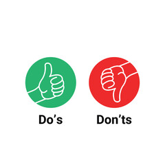 dos and donts like thumbs up or down. simple simple thumbs up symbol minimal round logotype element set graphic design isolated on white. concept of poor or good attitude and great love or bad idea