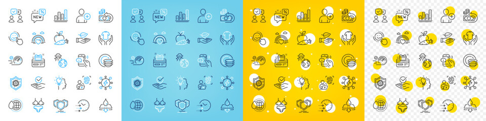 Vector icons set of Approved, Call center and Idea line icons pack for web with Delivery time, Computer fingerprint, Smile outline icon. Hold t-shirt, Add user, Lgbt pictogram. Leaf. Vector
