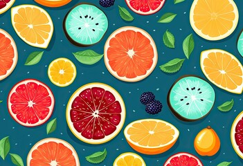 mixed fruit pattern banner wallpaper