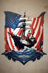 Flag of shipwreck logo with 90 design.