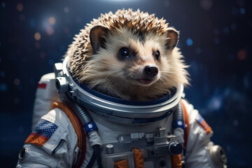 hedgehog astronaut space background - obrazy, fototapety, plakaty