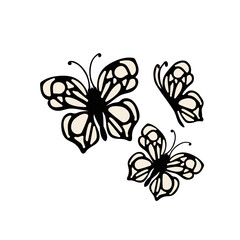 Butterfly doodle vector illustration hand drawn insect, isolated on white background