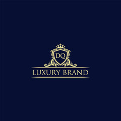 DQ Luxury lion crest logo - royal lion vector template
