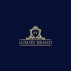 FY Luxury lion crest logo - royal lion vector template
