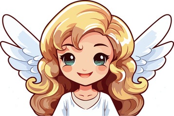 Hand drawn cartoon cute angel illustration