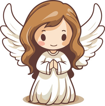 Hand drawn cartoon cute angel illustration