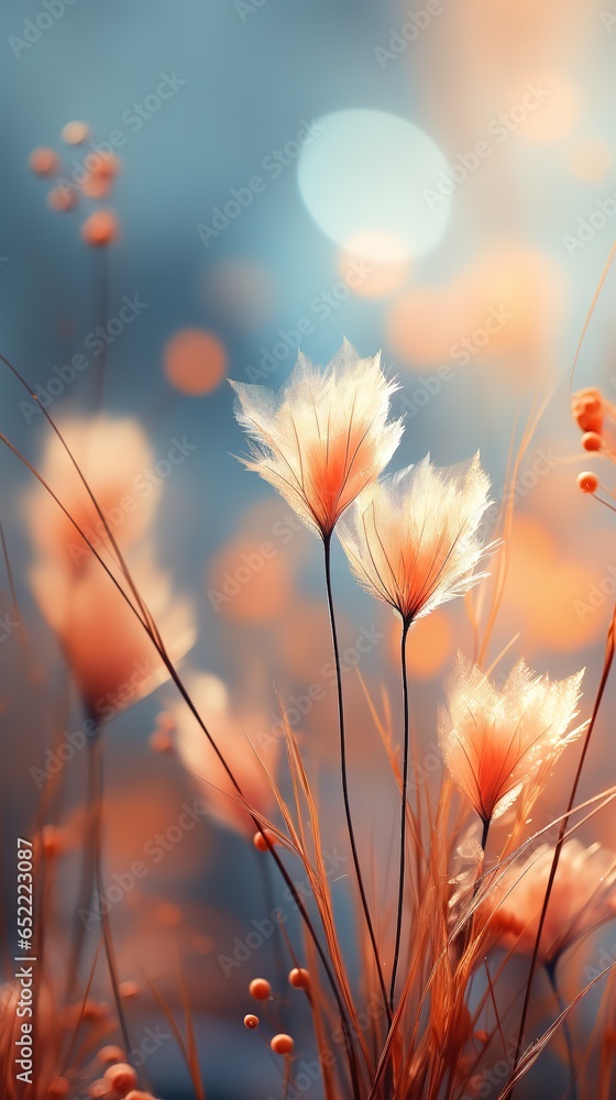 Poster falling autumn background with bokeh effect, abstract design with copy space.