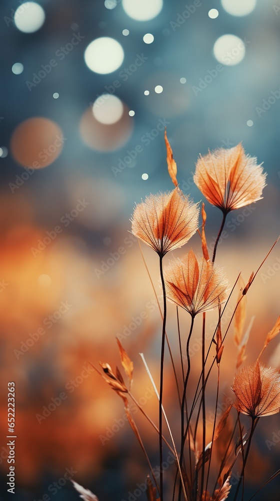 Poster falling autumn background with bokeh effect, abstract design with copy space.
