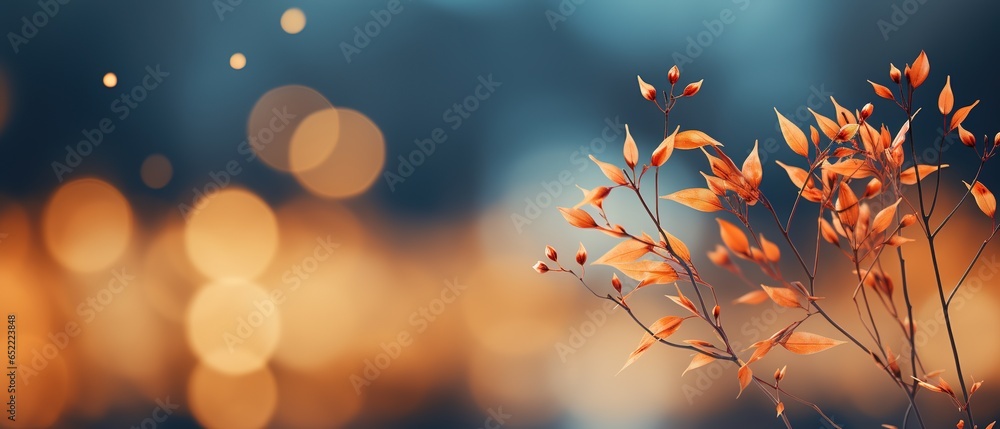 Poster falling autumn background with bokeh effect, abstract design with copy space.
