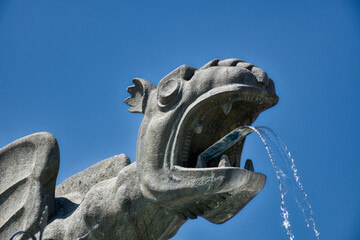 Klagenfurt, Lindwurm, Lindwurmbrunnen, Lindwurm, Vogelsang, Wappentier, Skulptur, monumental,...