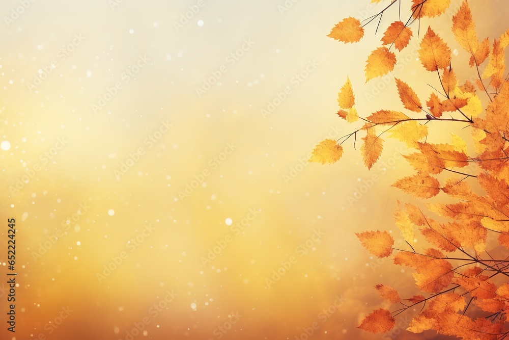 Poster falling autumn background with bokeh effect, abstract design with copy space.