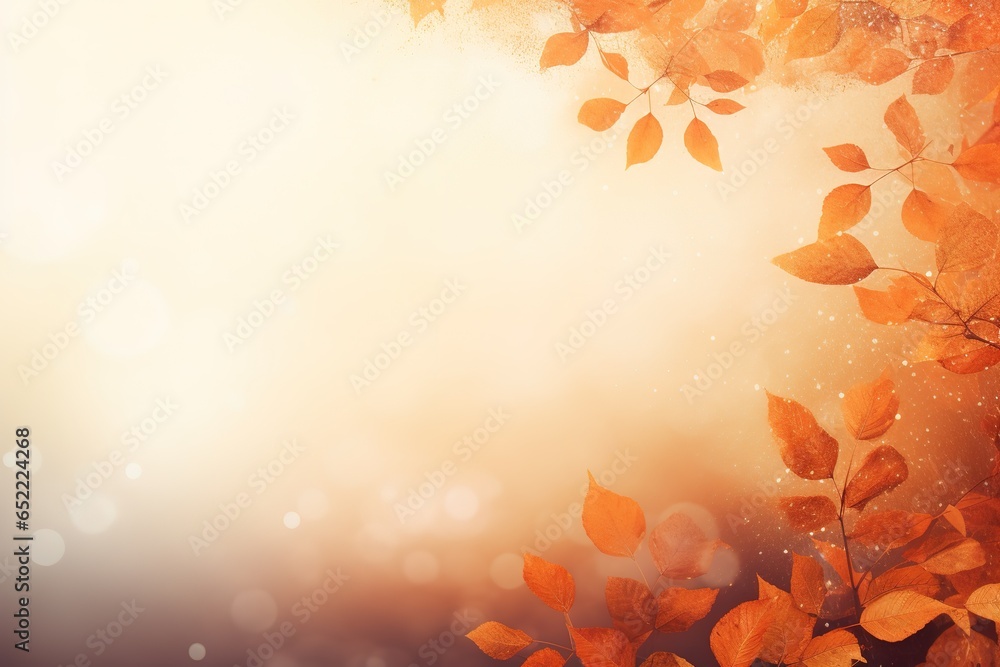 Poster falling autumn background with bokeh effect, abstract design with copy space.