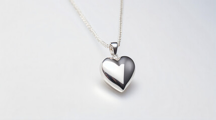 Heart shape silver pendant necklace - obrazy, fototapety, plakaty