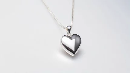 Poster Heart shape silver pendant necklace © Gefer