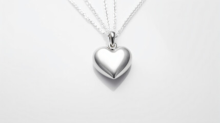 Heart shape silver pendant necklace