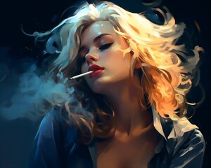 Fototapeta premium artistic vector art of woman smoking 
