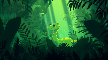 Dino in the green jungle