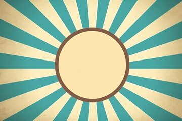 Sunlight retro background. Magic Sun beam ray pattern background. Old paper starburst. Circus style. Pale blue, beige color burst background
