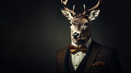Foto op Aluminium Horned sir deer wearing formal suit © Gefer