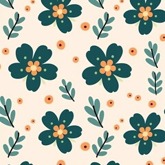 Retro flowers pattern. Collage contemporary pattern.