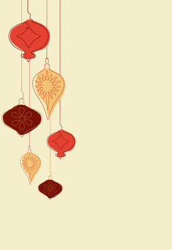 hanging red and gold ornaments clip art preview