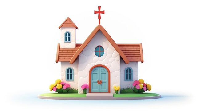 Church building with cartoon style. AI generated image
