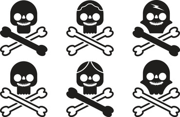 Skull vector | Crossbones and skull death flat vector | skull head icon. Danger icon skull and bones vector | Skull