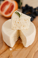 Cheese on board. Meal. 