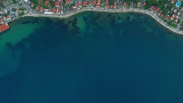  View of the small village near aegean sea Urla, Izmir, Turkey. High quality 4k footage