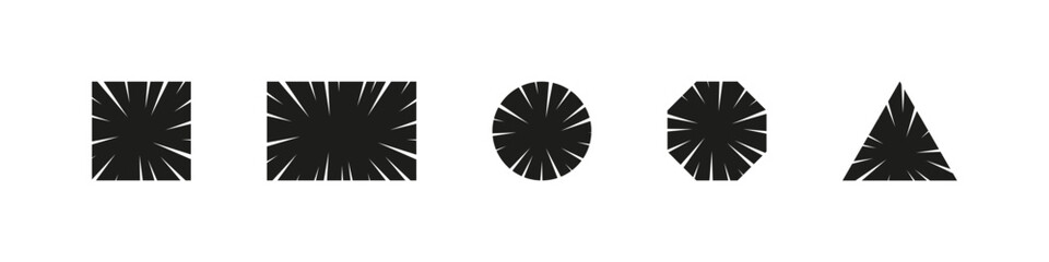 Action rays anime and manga style vector pattern set. Flash motion effect illustration.