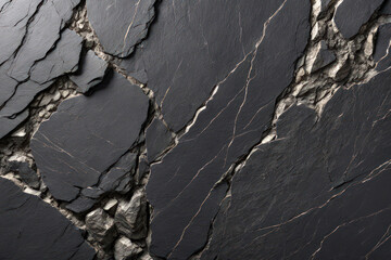 Beautiful black stone texture with Intricate deep cracks and organic natural pattern