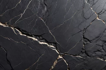 Rolgordijnen Beautiful black stone texture with Intricate deep cracks and organic natural pattern © Audio Voltage