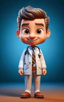 3d render of a doctor cartoon character