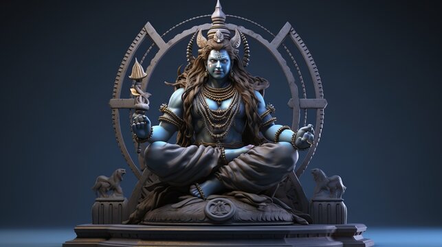 Lord shiva hindu statue isolated background. AI generated image