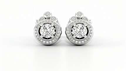 Luxury silver round earrings