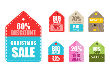 Christmas Discount Price Tags and Seasonal Sale Labels