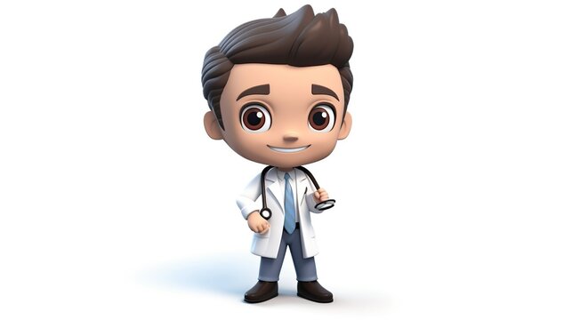 Cartoon doctor with stethoscope character. AI generated image