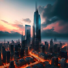 Dramatic city skyline