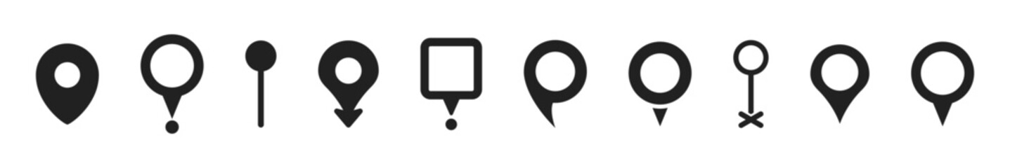 Obraz na płótnie Canvas Set of location pin icons. Map pointers. Vector illustration.