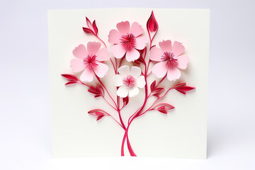 Elegant three-dimensional floral greeting card, design concept for celebrating special events