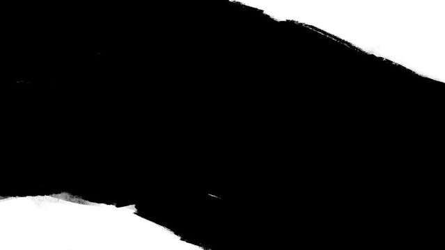 Animation of paint splash. Paint brush transition Fast Abstract stroke black and white background, 